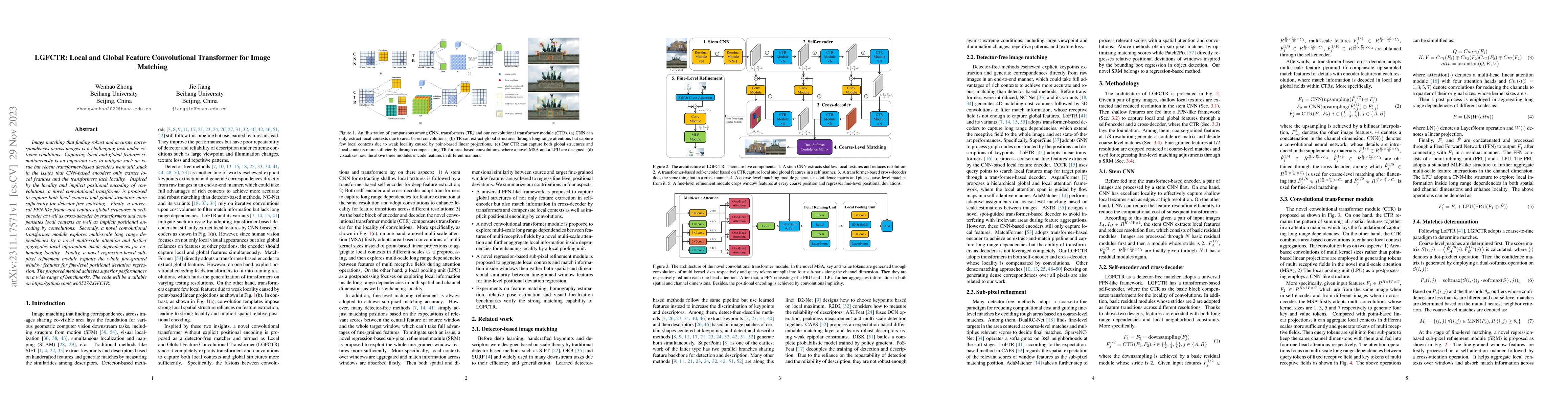 Thumbnail for LGFCTR: Local and Global Feature Convolutional Transformer for Image
  Matching