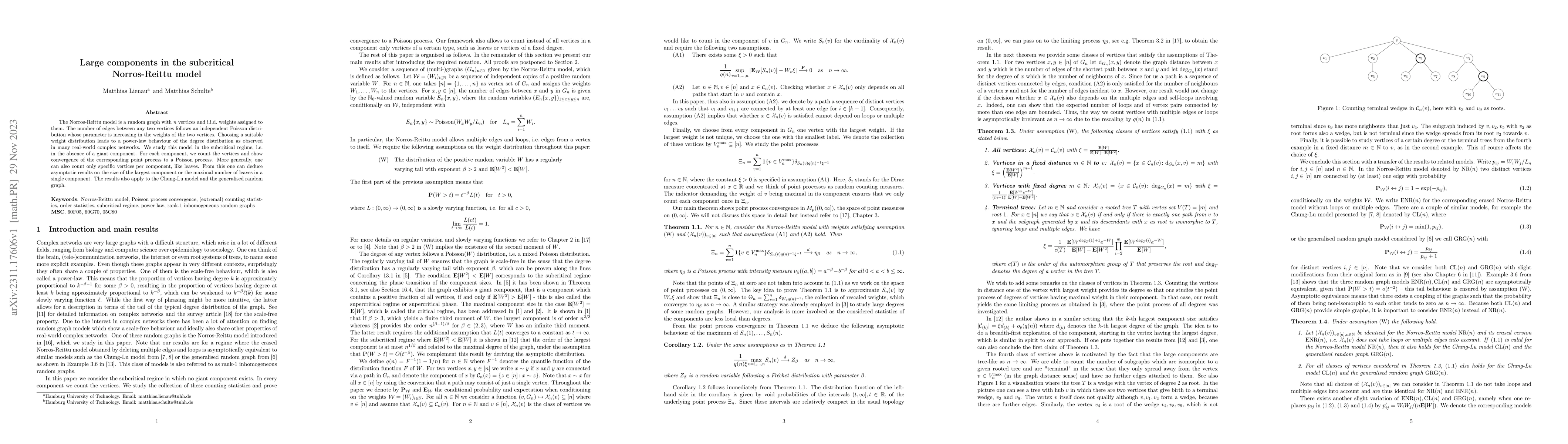 Thumbnail for Large components in the subcritical Norros-Reittu model