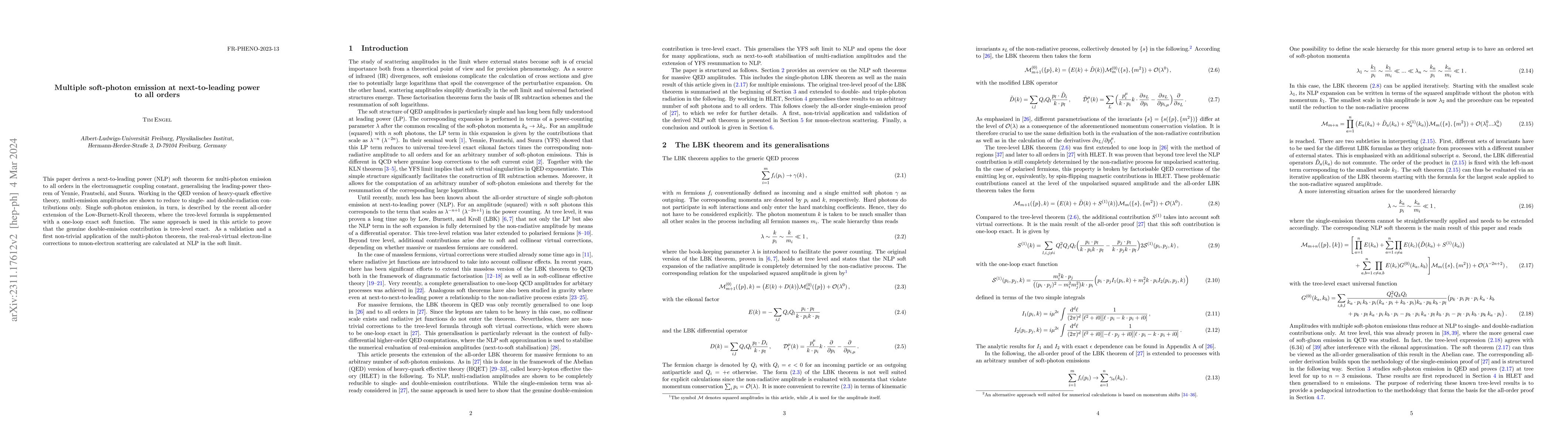 Thumbnail for Multiple soft-photon emission at next-to-leading power to all orders