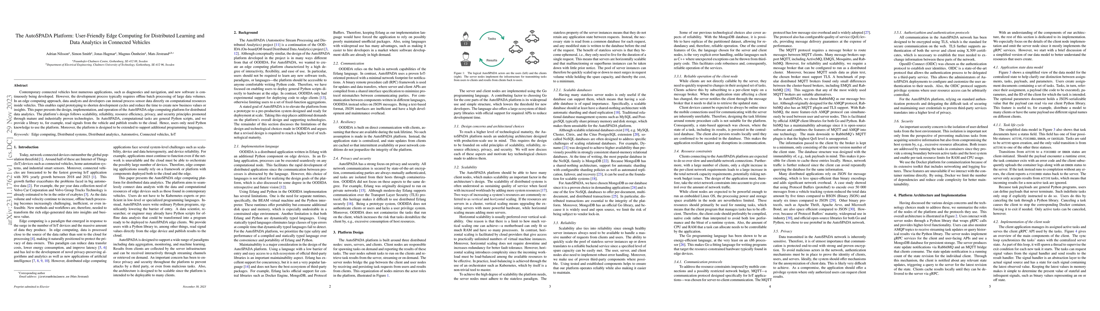 Thumbnail for The AutoSPADA Platform: User-Friendly Edge Computing for Distributed
  Learning and Data Analytics in Connected Vehicles