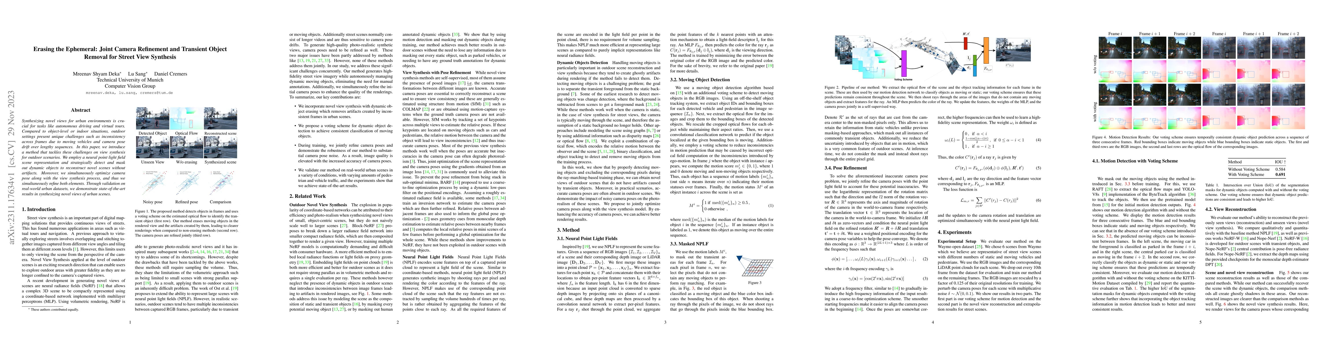 Thumbnail for Erasing the Ephemeral: Joint Camera Refinement and Transient Object
  Removal for Street View Synthesis