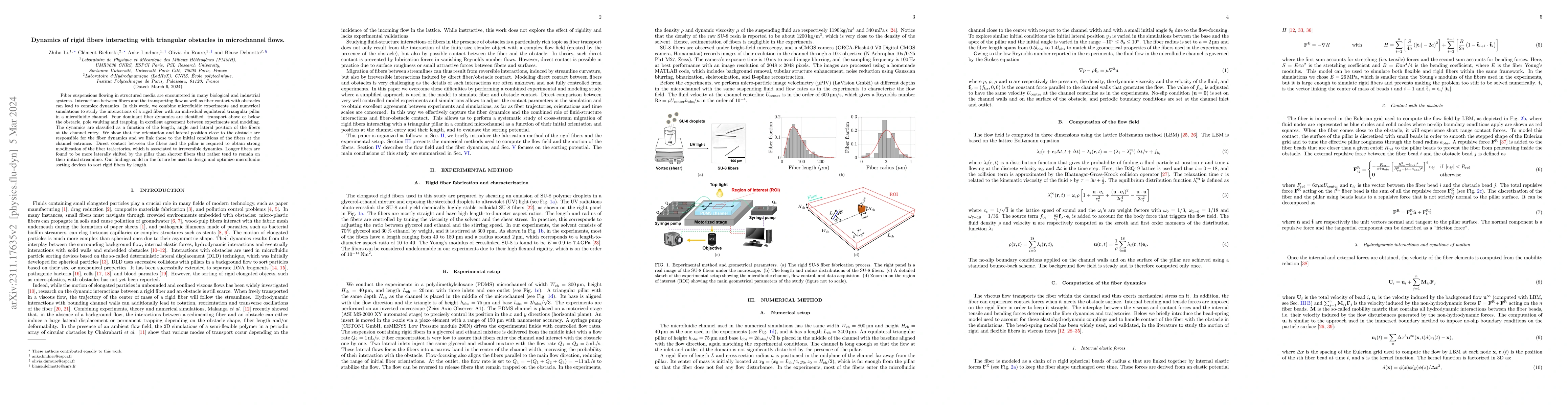 Thumbnail for Dynamics of rigid fibers interacting with triangular obstacles in
  microchannel flows