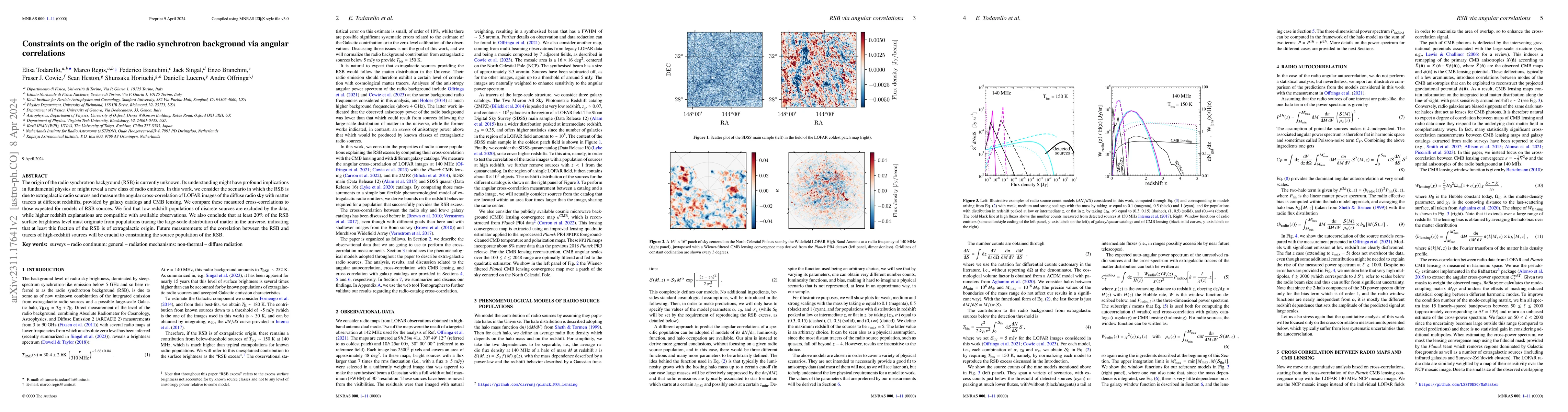 Thumbnail for Constraints on the origin of the radio synchrotron background via
  angular correlations
