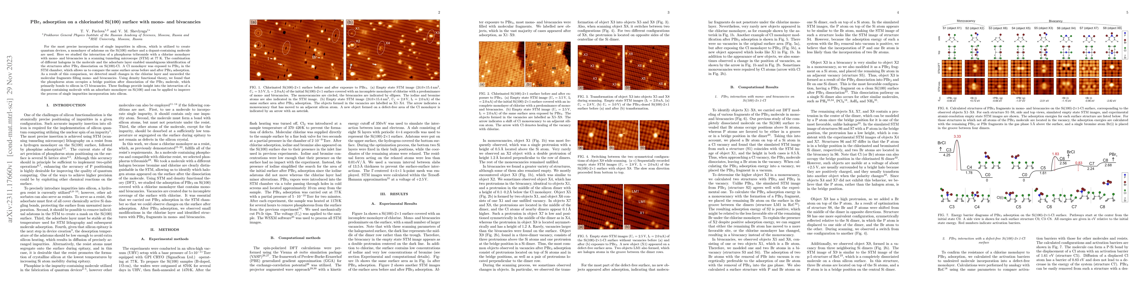 Thumbnail for PBr3 adsorption on a chlorinated Si(100) surface with mono- and
  bivacancies