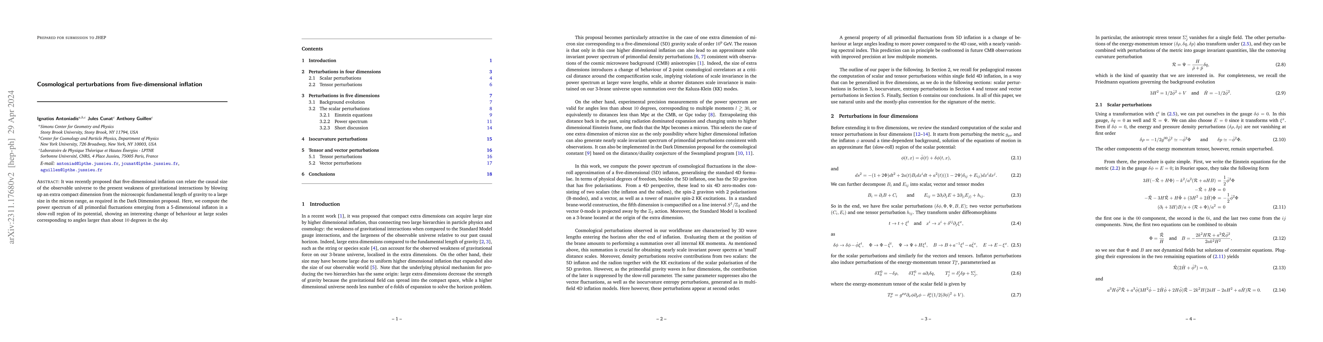 Thumbnail for Cosmological perturbations from five-dimensional inflation