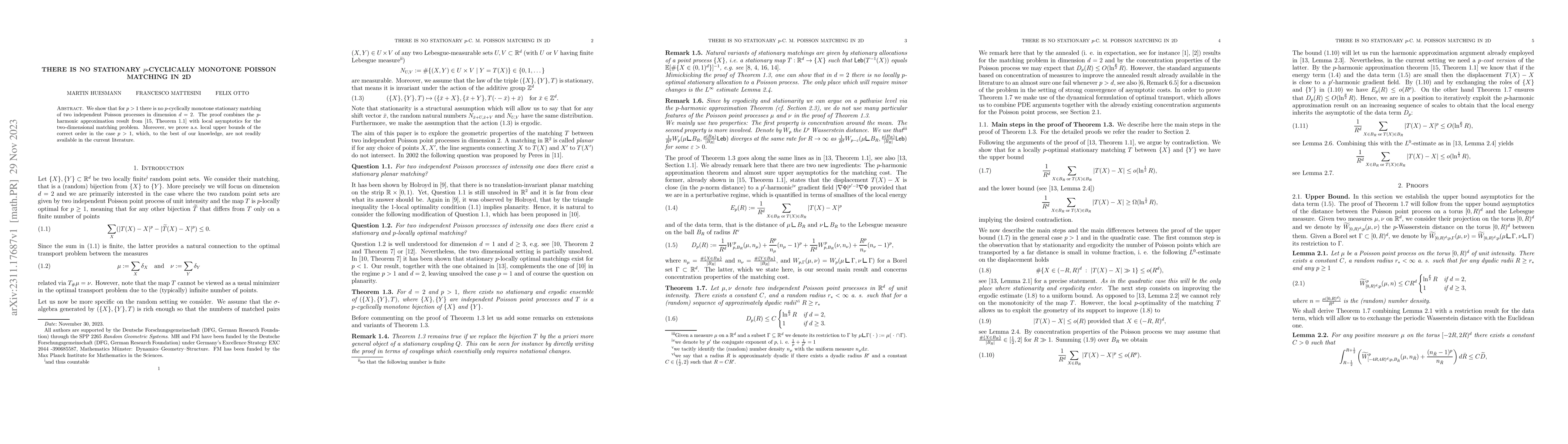 Thumbnail for There is no stationary $p$-cyclically monotone Poisson matching in 2D