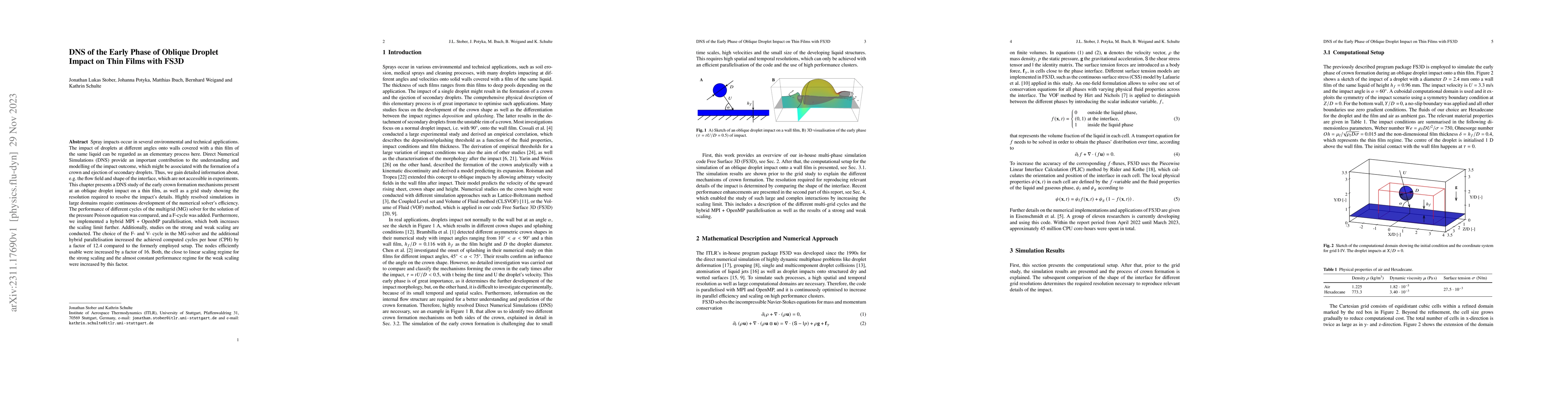 Thumbnail for DNS of the Early Phase of Oblique Droplet Impact on Thin Films with FS3D