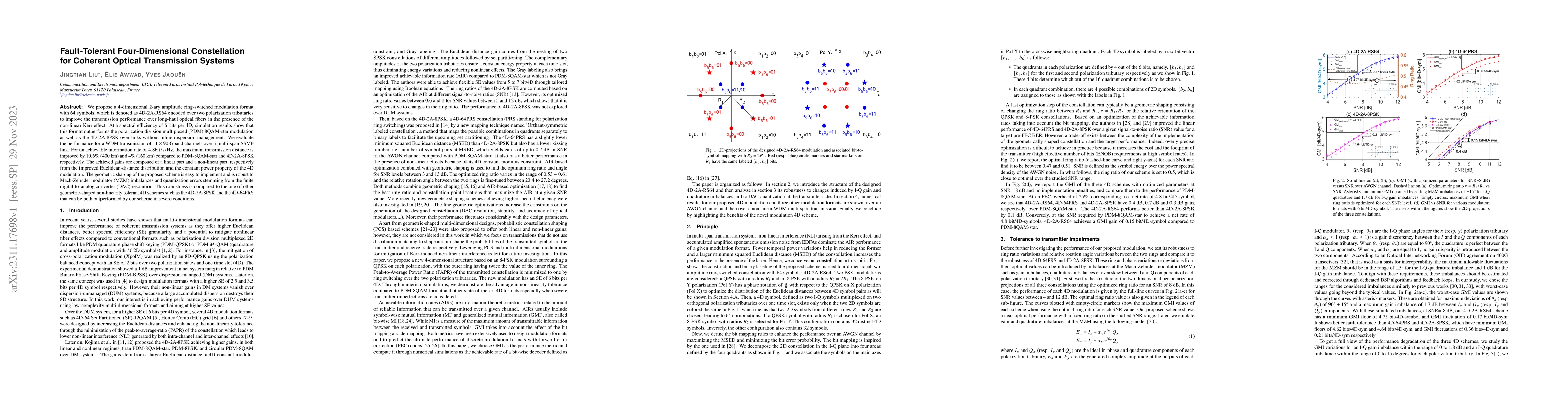 Thumbnail for Fault-Tolerant Four-Dimensional Constellation for Coherent Optical
  Transmission Systems