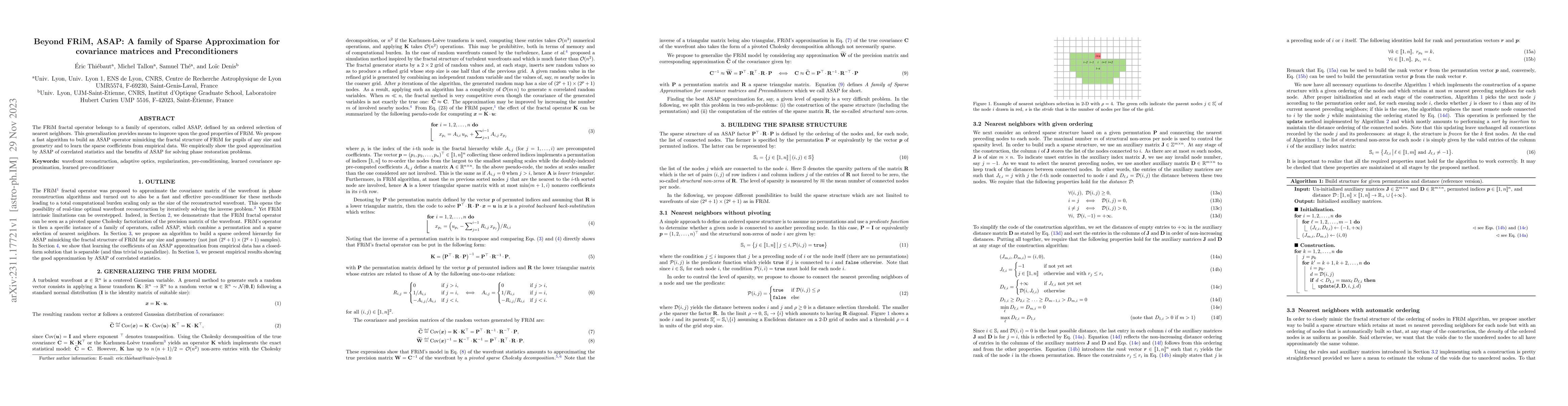Thumbnail for Beyond FRiM, ASAP: a family of sparse approximation for covariance
  matrices and preconditioners