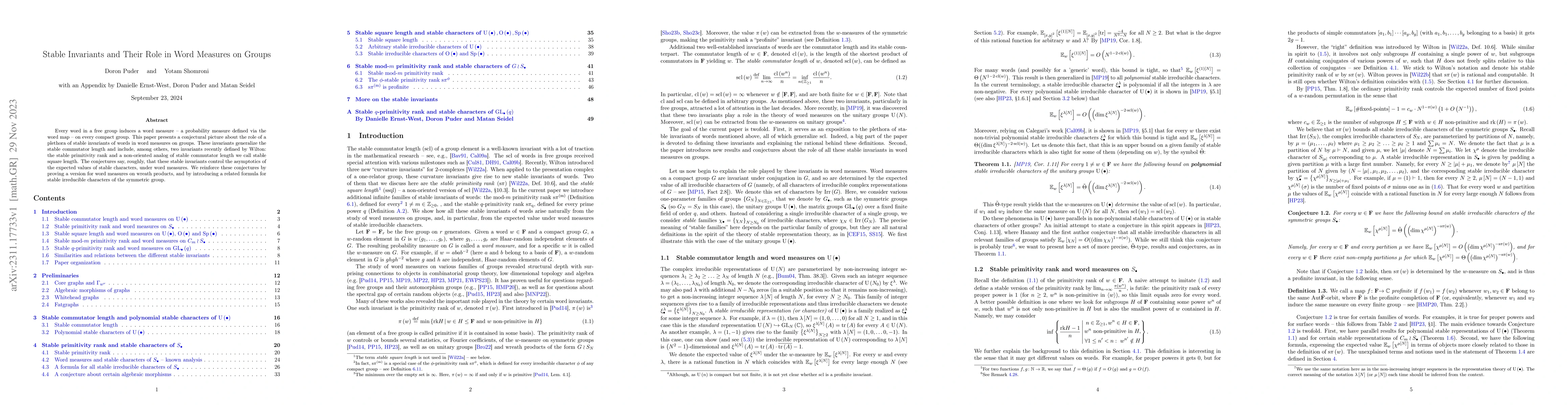 Thumbnail for Stable Invariants and Their Role in Word Measures on Groups