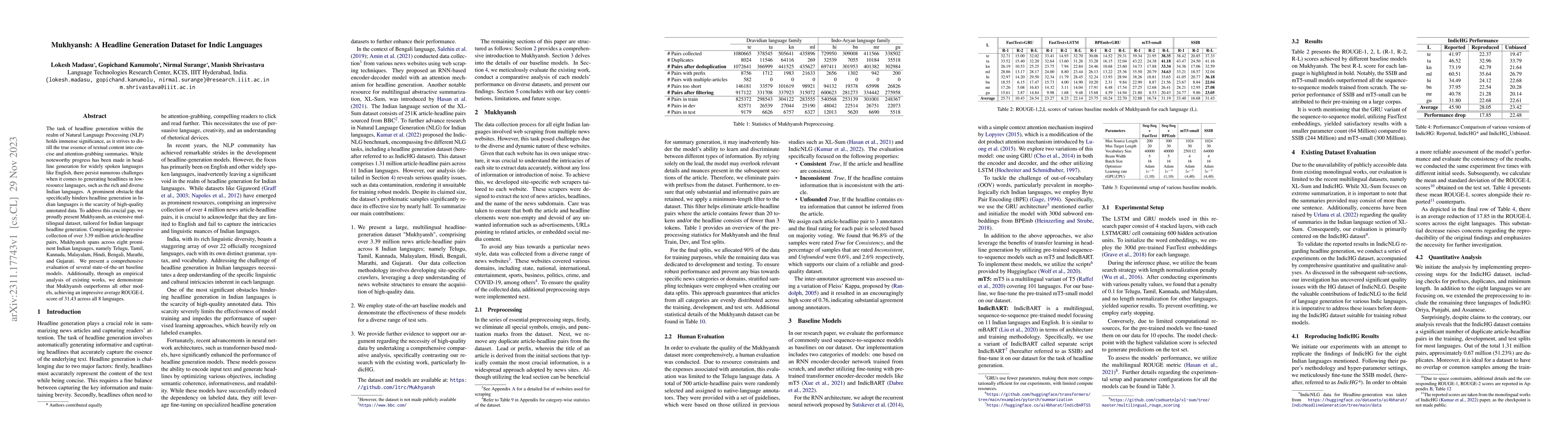 Thumbnail for Mukhyansh: A Headline Generation Dataset for Indic Languages