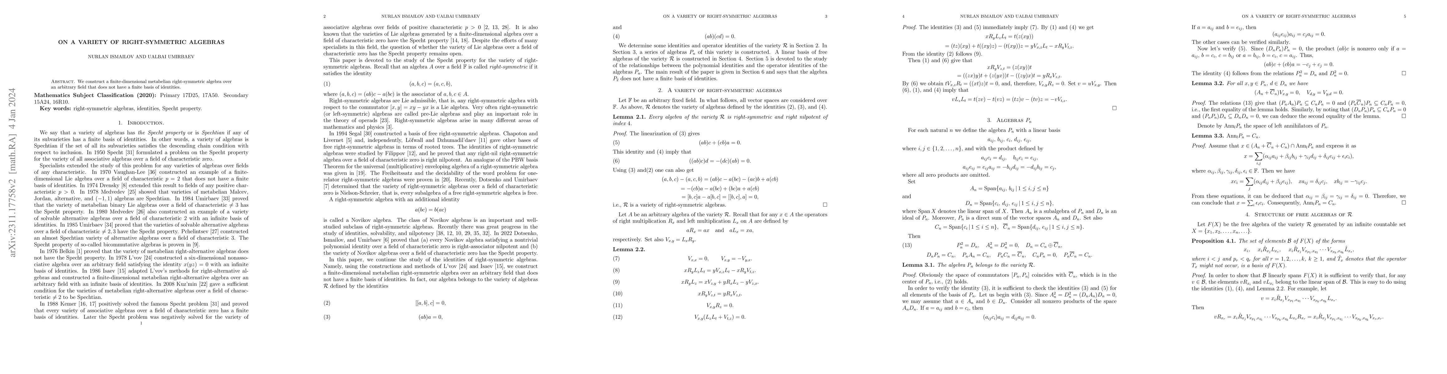 Thumbnail for On a variety of right-symmetric algebras