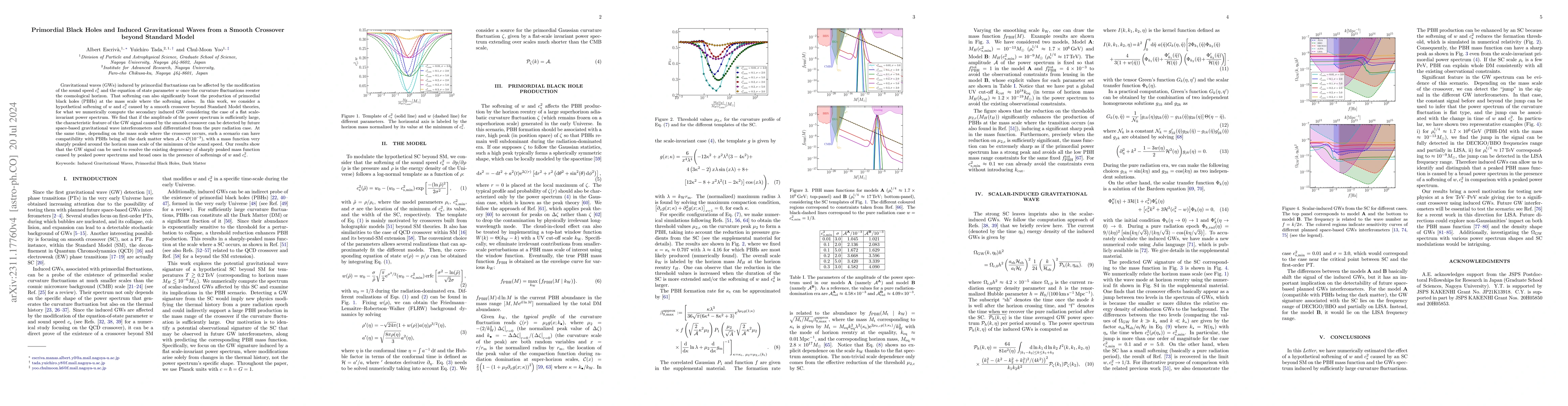 Thumbnail for Primordial Black Holes and Induced Gravitational Waves from a Smooth
  Crossover beyond Standard Model