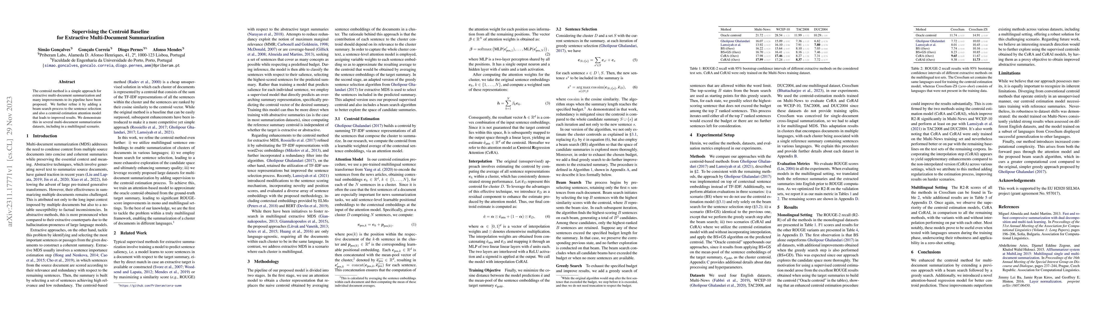Thumbnail for Supervising the Centroid Baseline for Extractive Multi-Document
  Summarization