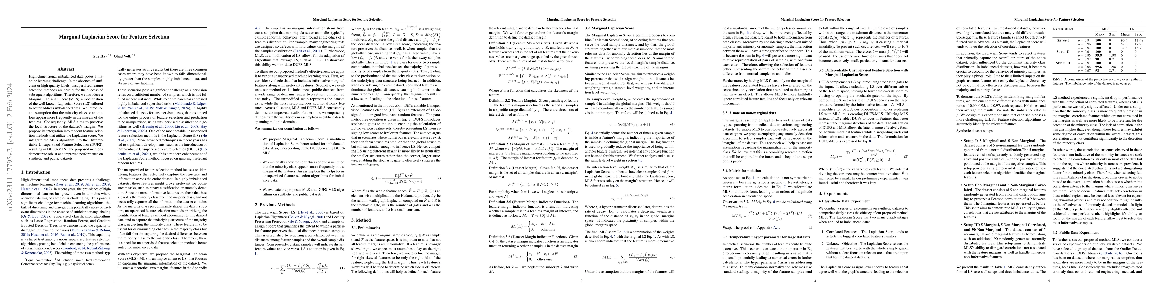 Thumbnail for Marginal Laplacian Score
