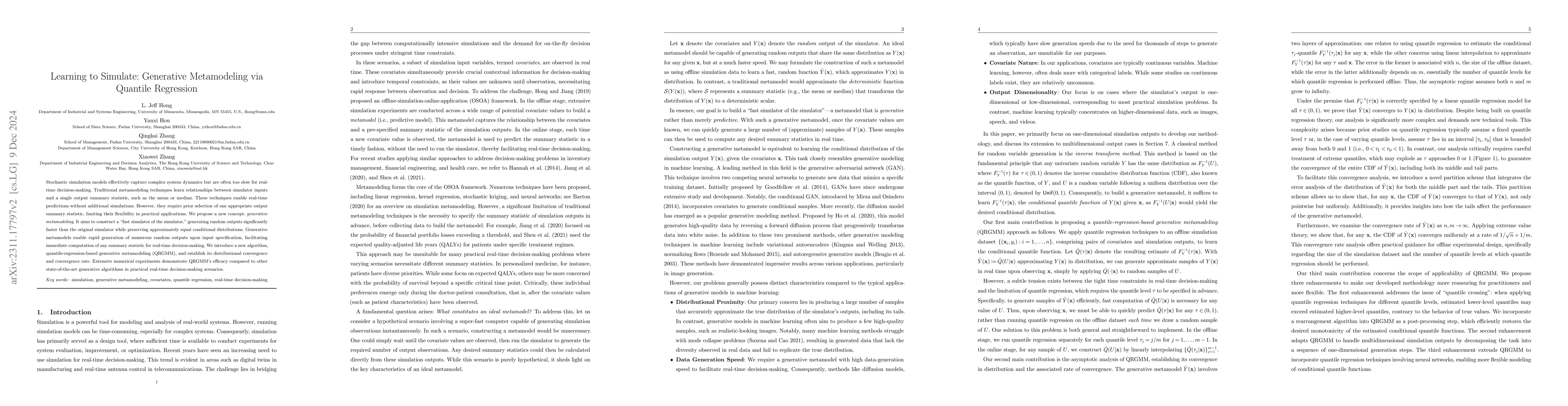 Thumbnail for Learning to Simulate: Generative Metamodeling via Quantile Regression