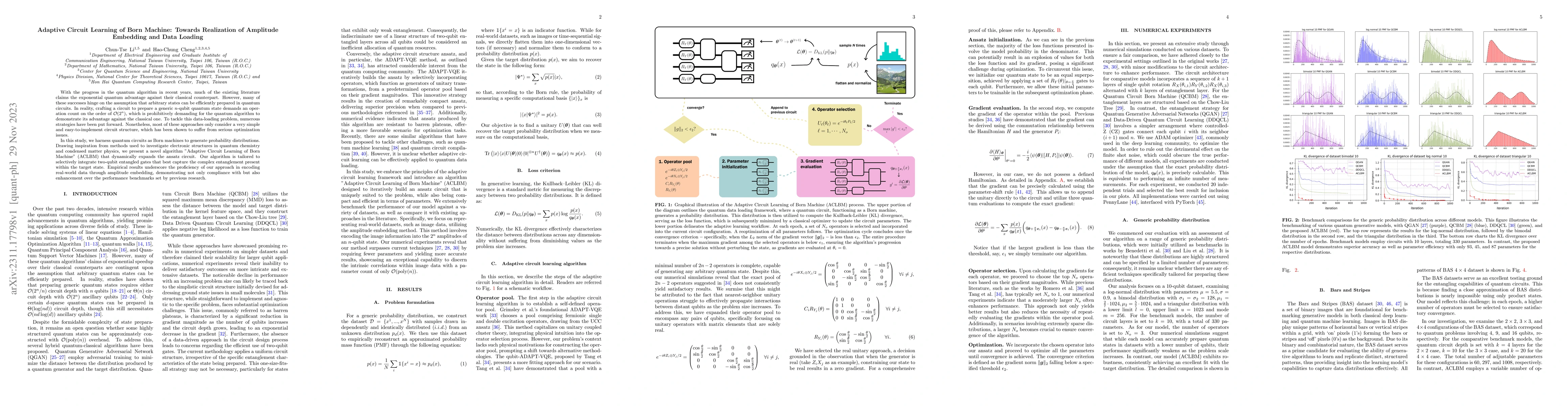 Thumbnail for Adaptive Circuit Learning of Born Machine: Towards Realization of
  Amplitude Embedding and Data Loading