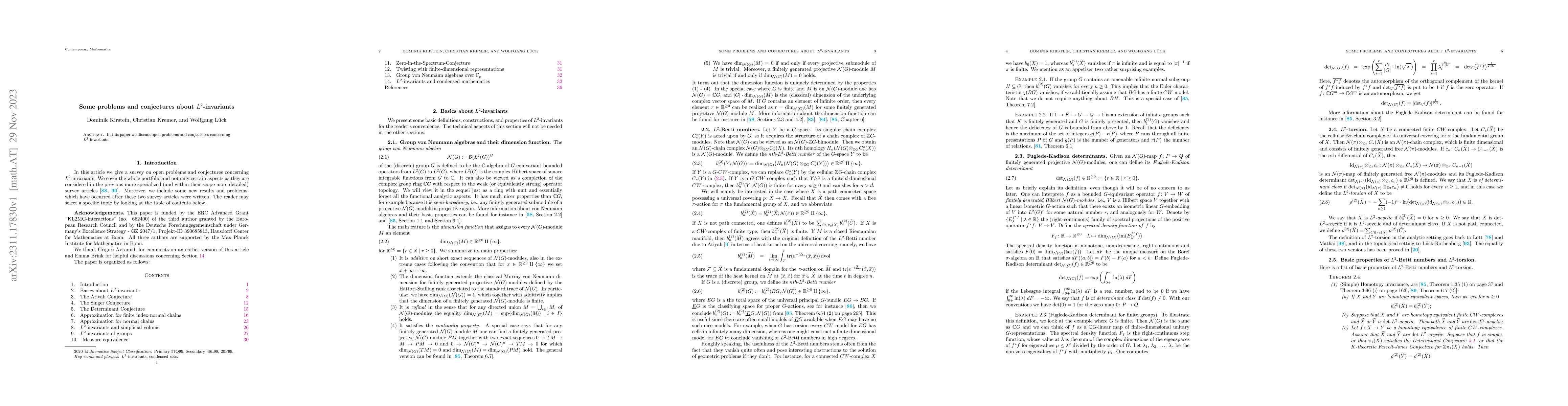 Thumbnail for Some problems and conjectures about $L^2$-invariants