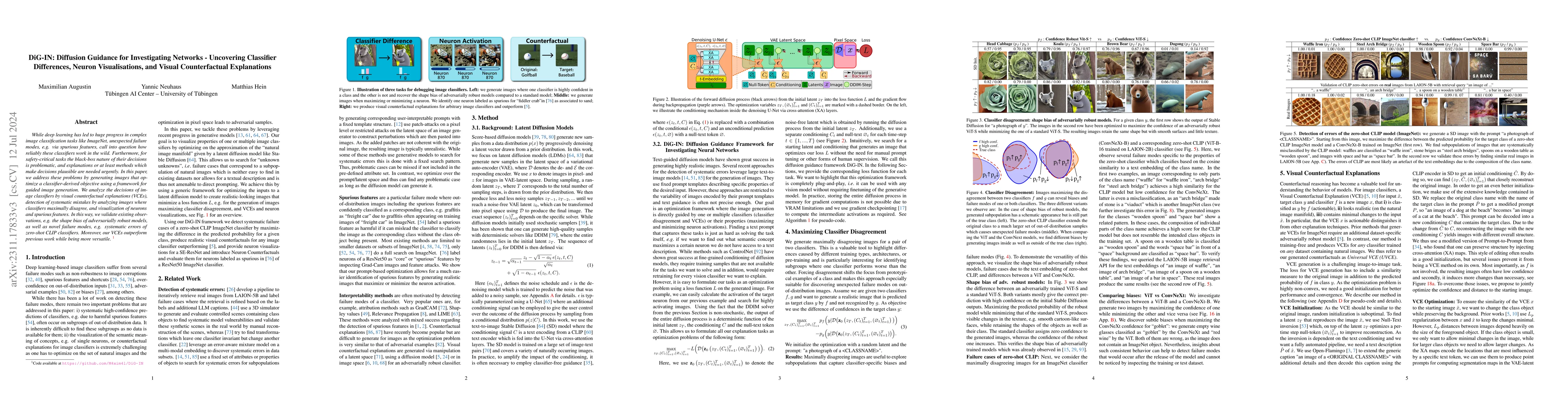 Thumbnail for DiG-IN: Diffusion Guidance for Investigating Networks -- Uncovering
  Classifier Differences Neuron Visualisations and Visual Counterfactual
  Explanations