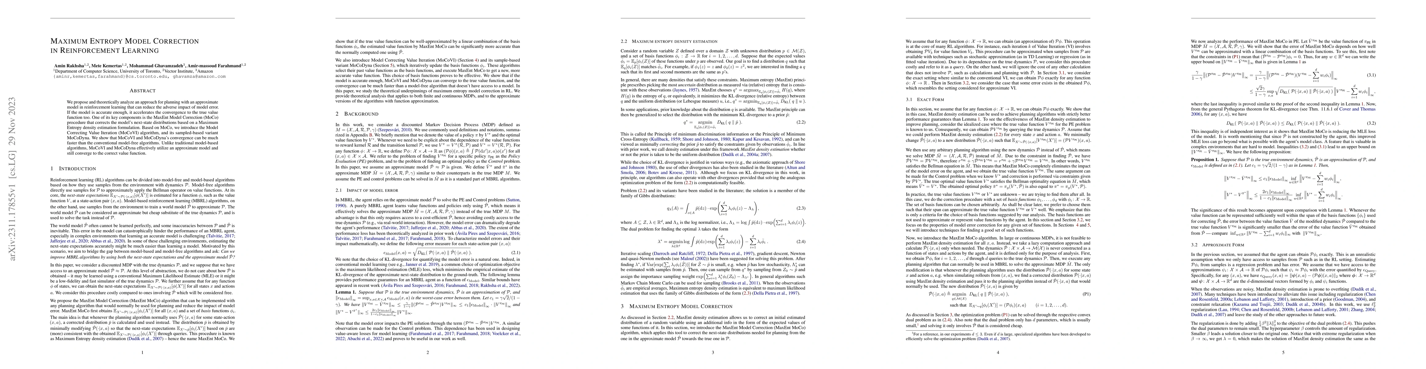 Thumbnail for Maximum Entropy Model Correction in Reinforcement Learning