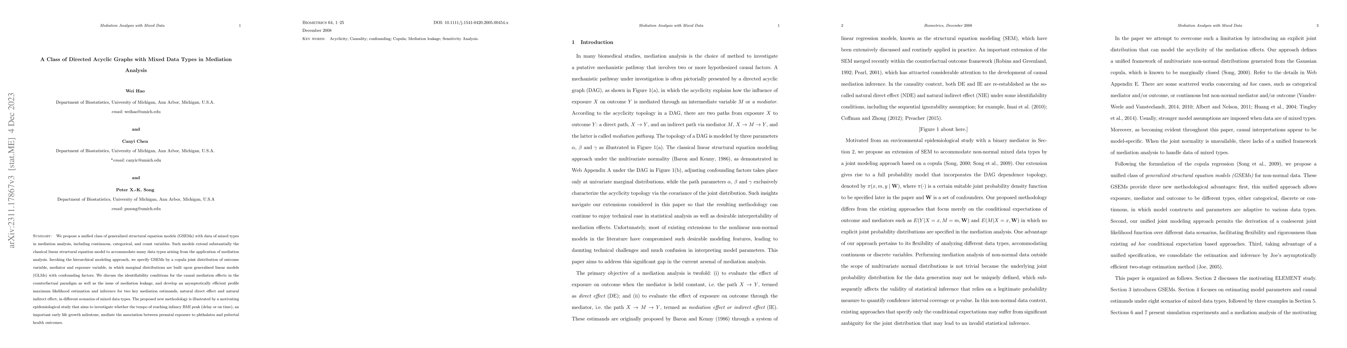 Thumbnail for A Class of Directed Acyclic Graphs with Mixed Data Types in Mediation
  Analysis