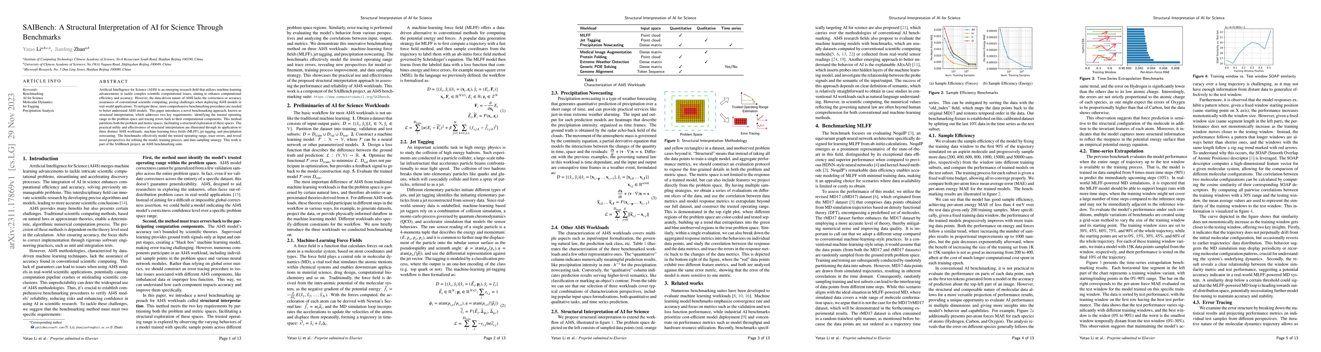 Thumbnail for SAIBench: A Structural Interpretation of AI for Science Through
  Benchmarks