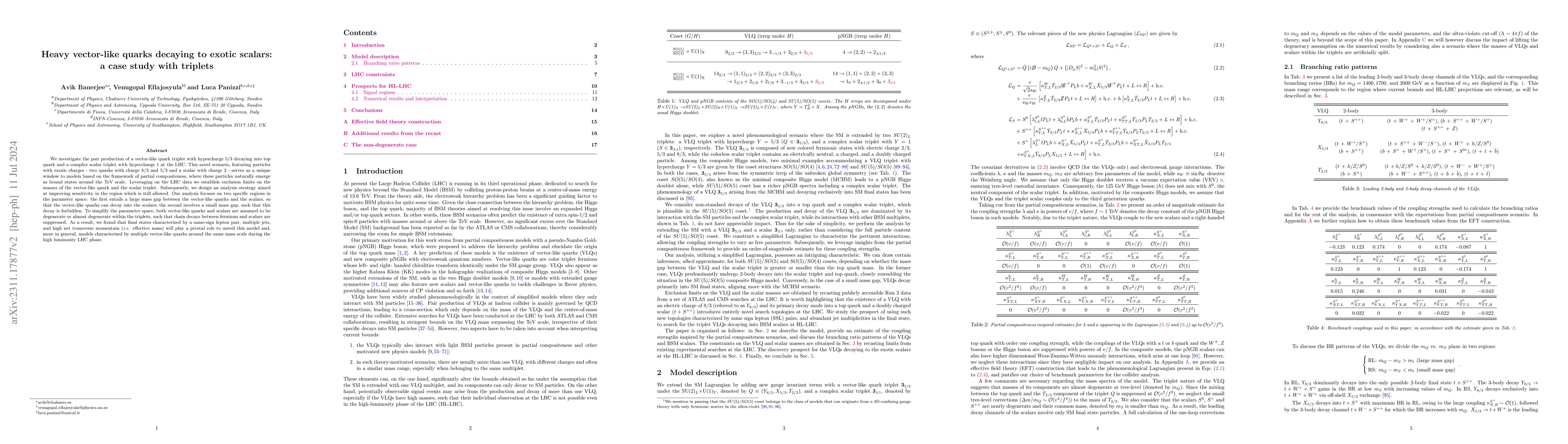 Thumbnail for Heavy vector-like quarks decaying to exotic scalars: a case study with
  triplets