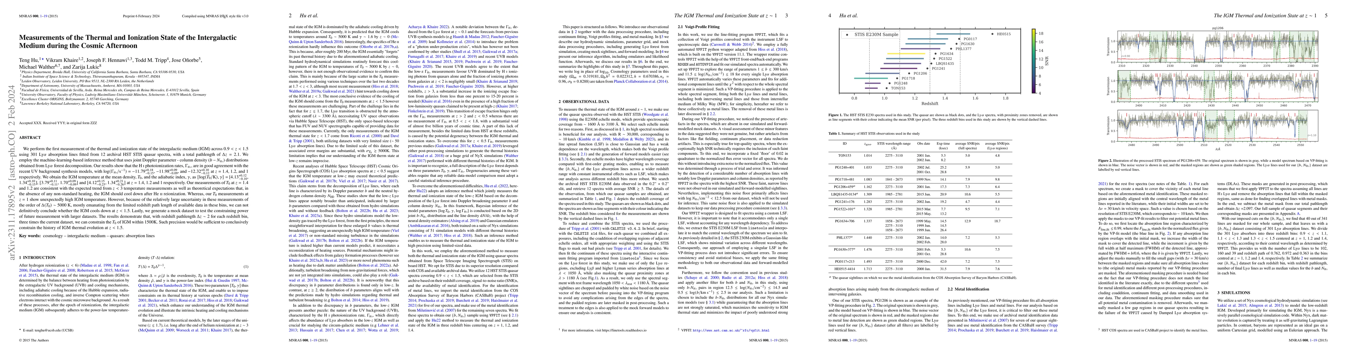 Thumbnail for Measurements of the Thermal and Ionization State of the Intergalactic
  Medium during the Cosmic Afternoon