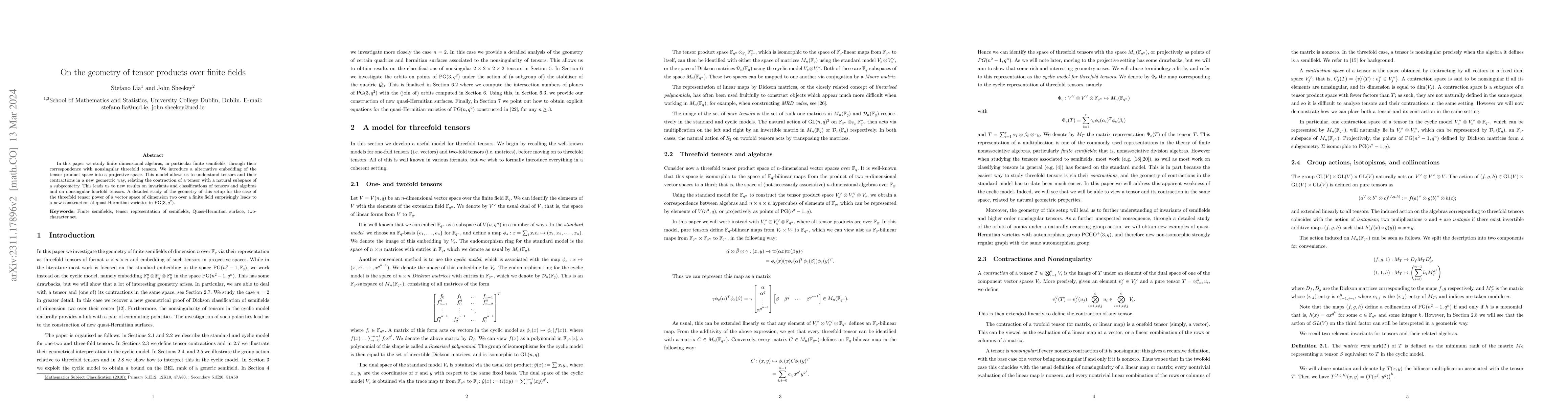 Thumbnail for On the geometry of tensor products over finite fields
