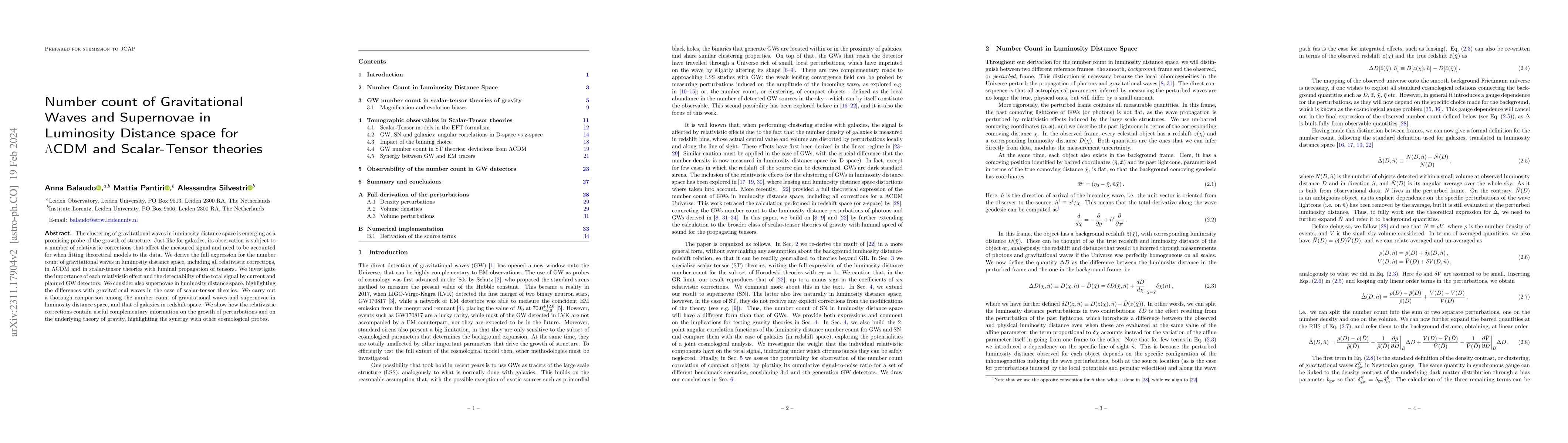 Thumbnail for Number count of Gravitational Waves and Supernovae in Luminosity
  Distance space for LCDM and Scalar-Tensor theories