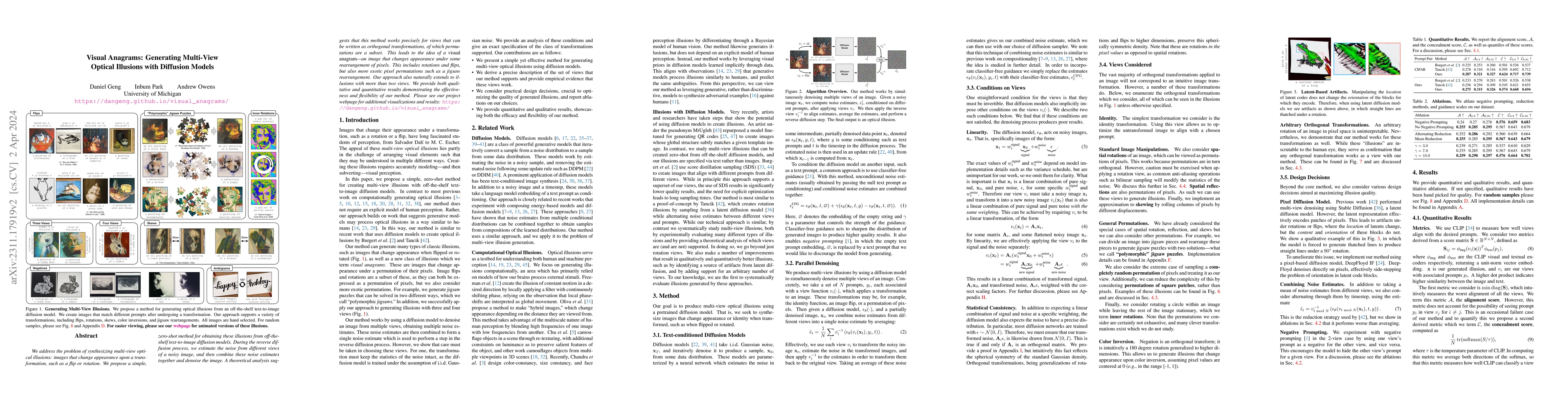Thumbnail for Visual Anagrams: Generating Multi-View Optical Illusions with Diffusion
  Models