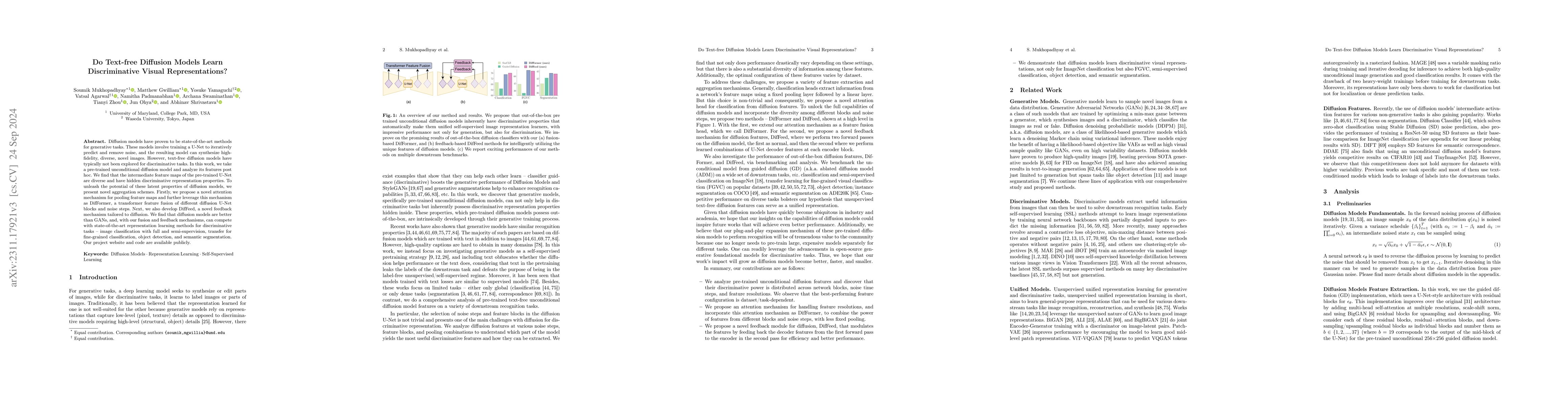 Thumbnail for Do text-free diffusion models learn discriminative visual
  representations?