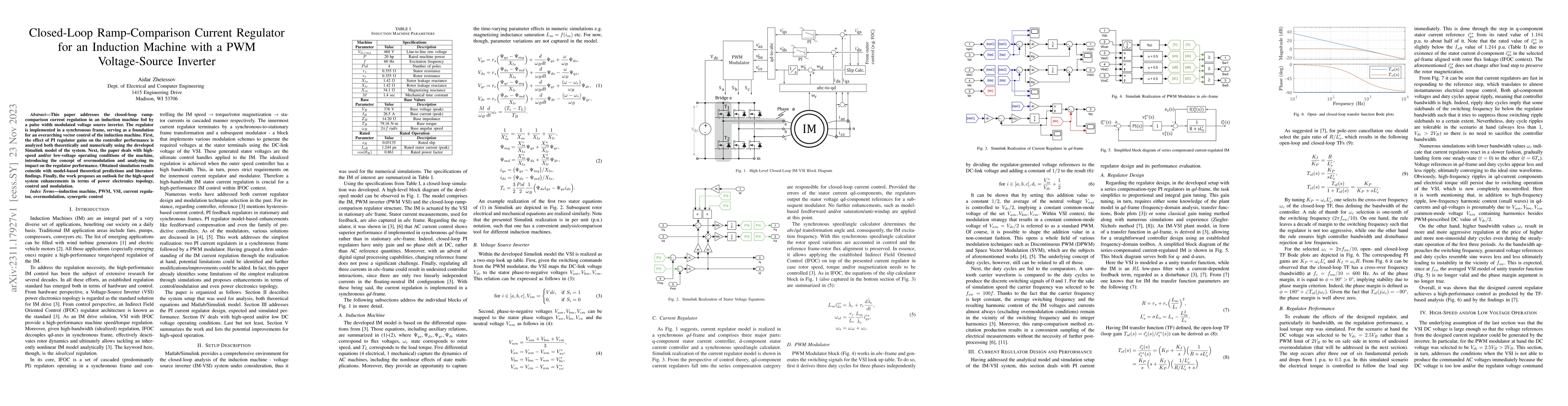 Thumbnail for Closed-Loop Ramp-Comparison Current Regulator for an Induction Machine
  with a PWM Voltage-Source Inverter