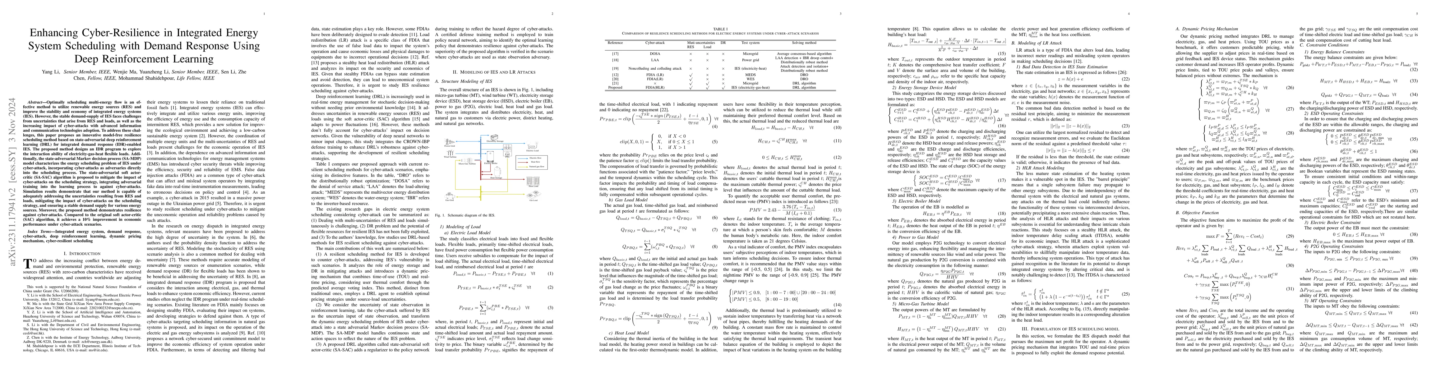 Thumbnail for Advancing Attack-Resilient Scheduling of Integrated Energy Systems with
  Demand Response via Deep Reinforcement Learning