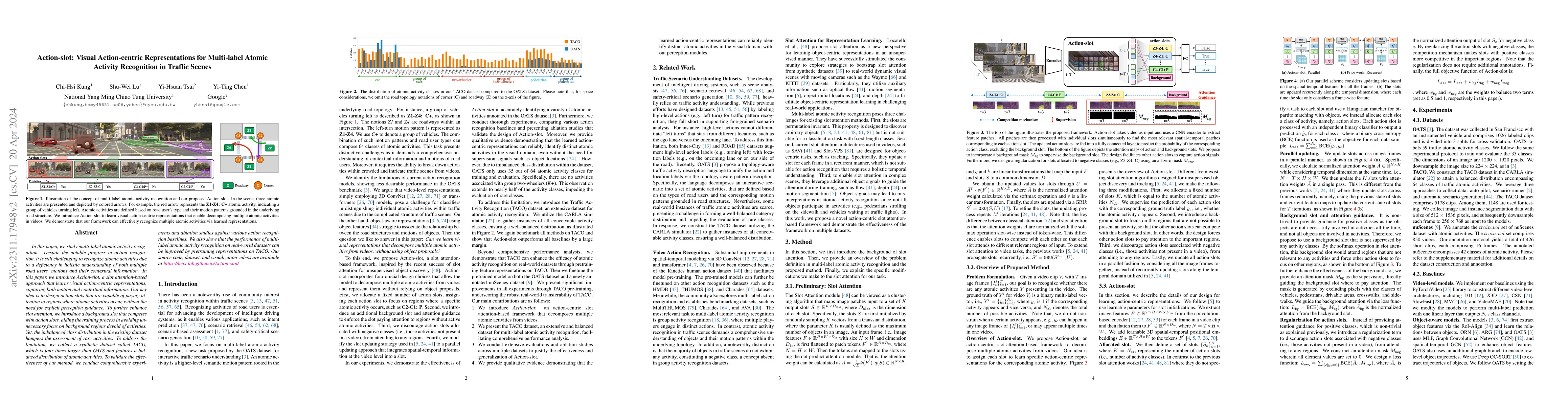 Thumbnail for Action-slot: Visual Action-centric Representations for Multi-label
  Atomic Activity Recognition in Traffic Scenes