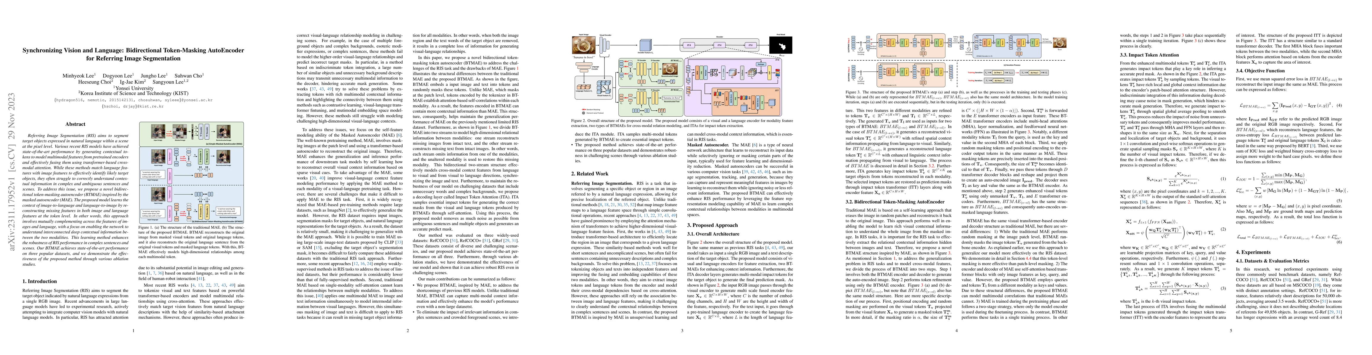 Thumbnail for Synchronizing Vision and Language: Bidirectional Token-Masking
  AutoEncoder for Referring Image Segmentation