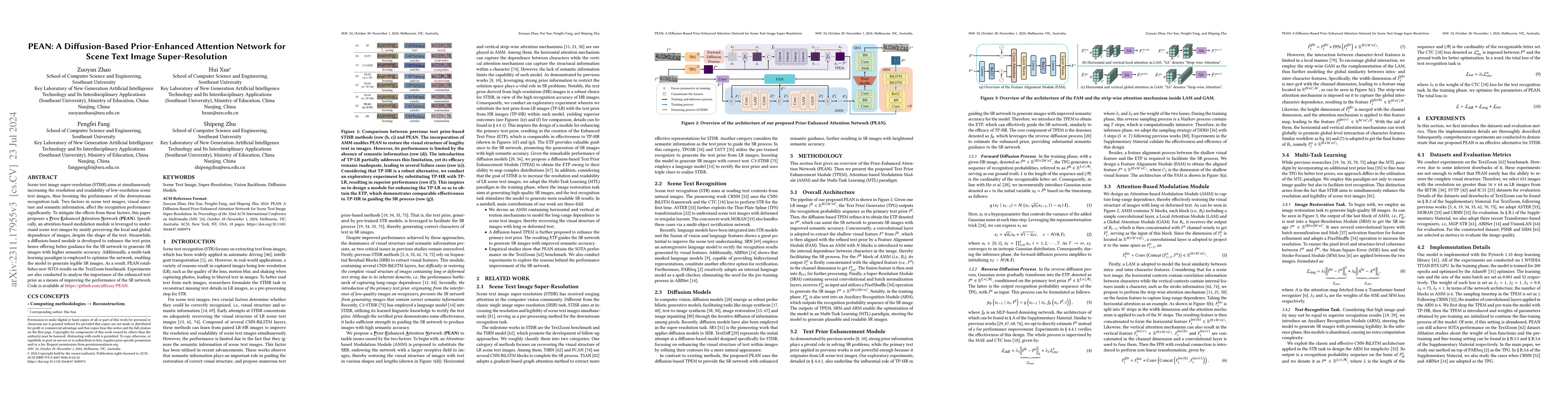 Thumbnail for PEAN: A Diffusion-Based Prior-Enhanced Attention Network for Scene Text
  Image Super-Resolution