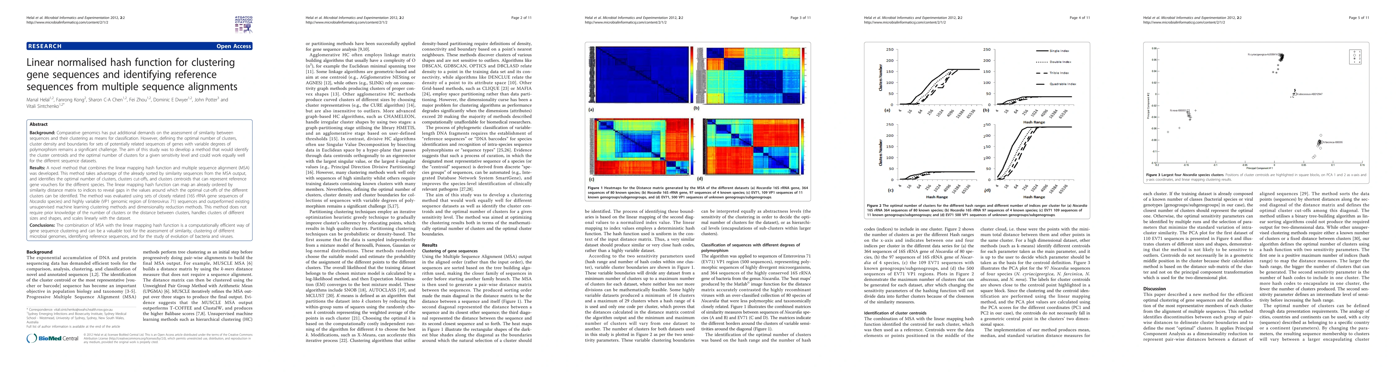 Thumbnail for Linear normalised hash function for clustering gene sequences and
  identifying reference sequences from multiple sequence alignments