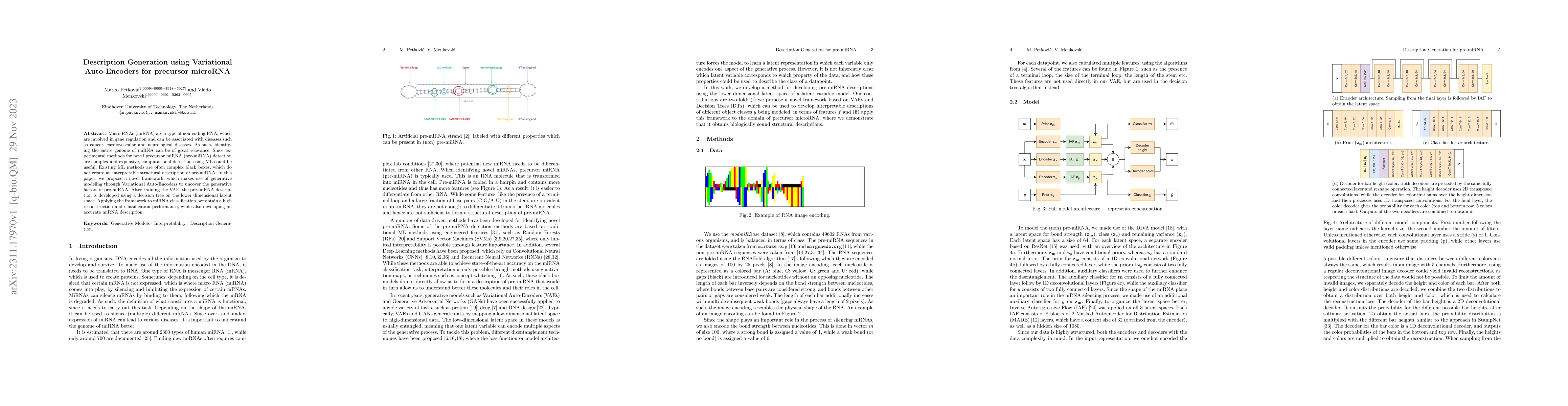 Thumbnail for Description Generation using Variational Auto-Encoders for precursor
  microRNA