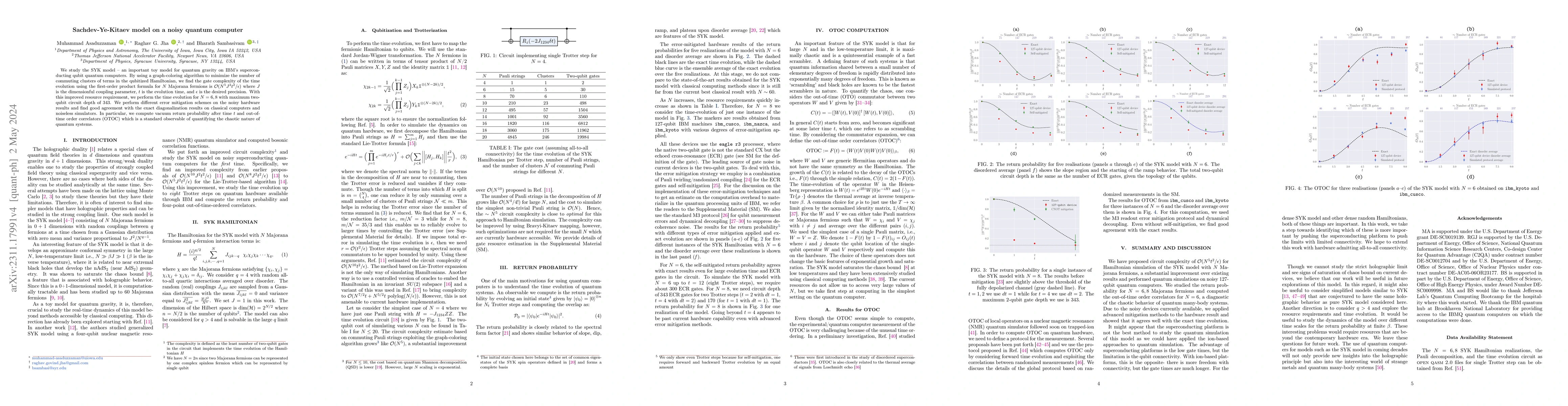 Thumbnail for Sachdev-Ye-Kitaev model on a noisy quantum computer