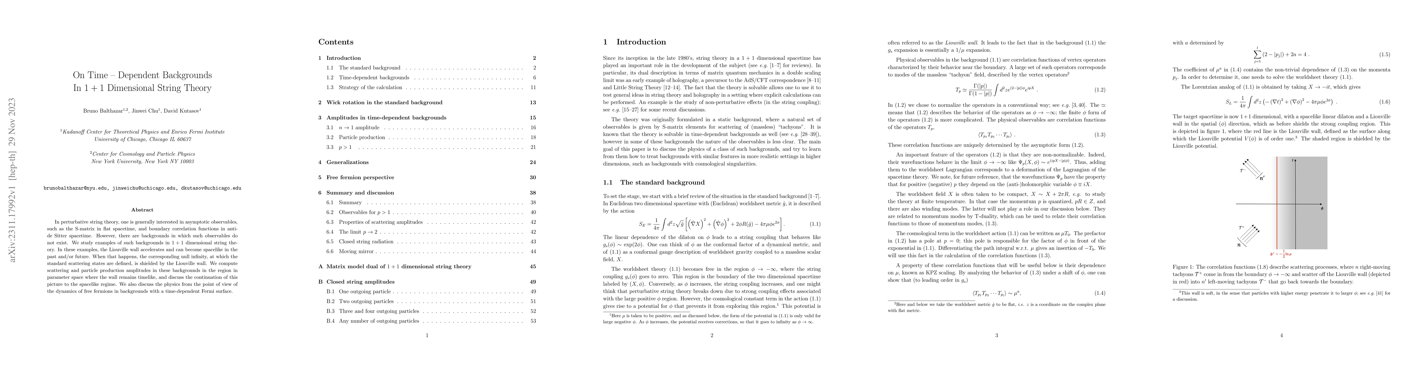 Thumbnail for On Time-Dependent Backgrounds In 1+1 Dimensional String Theory