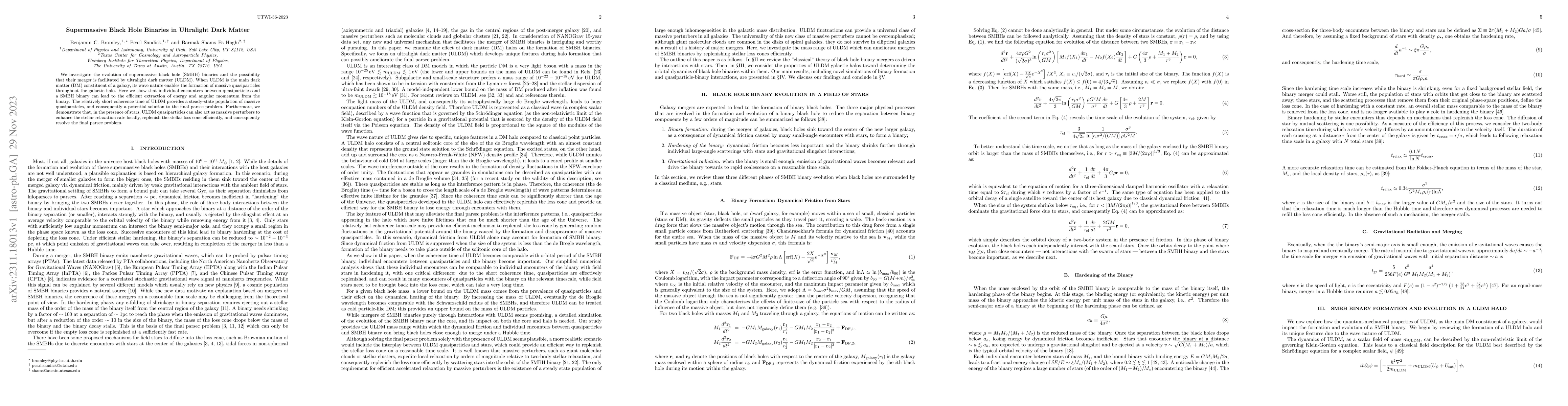 Thumbnail for Supermassive Black Hole Binaries in Ultralight Dark Matter
