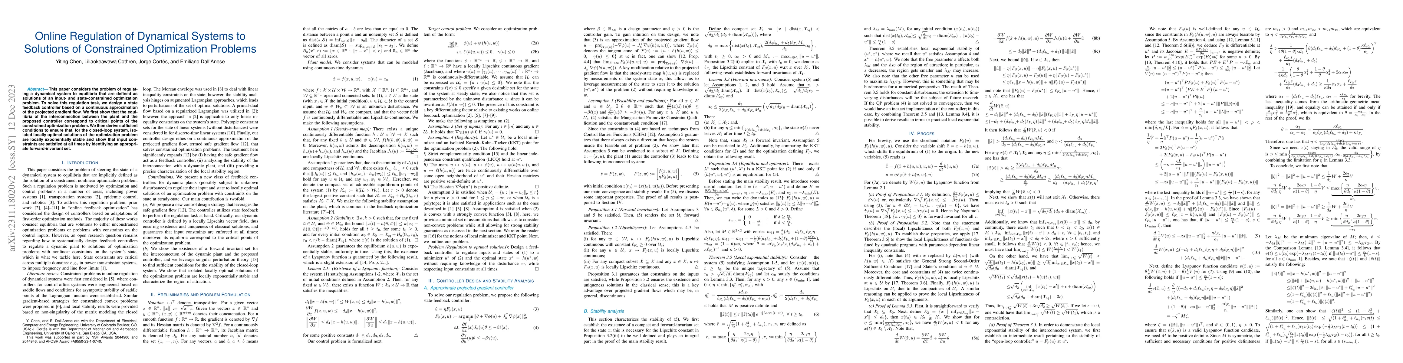Thumbnail for Online Regulation of Dynamical Systems to Solutions of Constrained
  Optimization Problems
