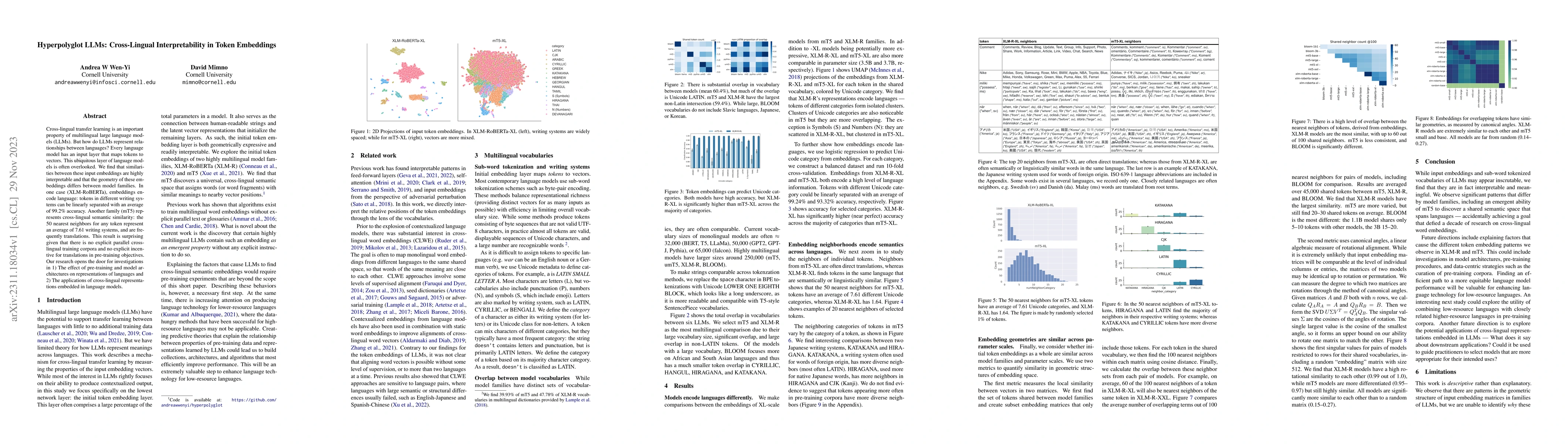 Thumbnail for Hyperpolyglot LLMs: Cross-Lingual Interpretability in Token Embeddings