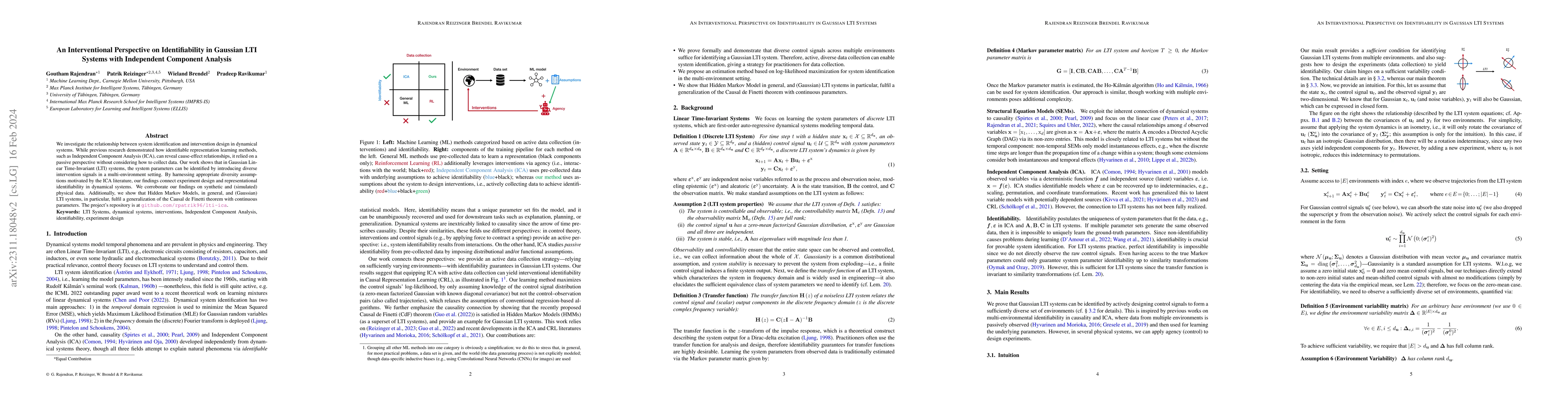 Thumbnail for An Interventional Perspective on Identifiability in Gaussian LTI Systems
  with Independent Component Analysis