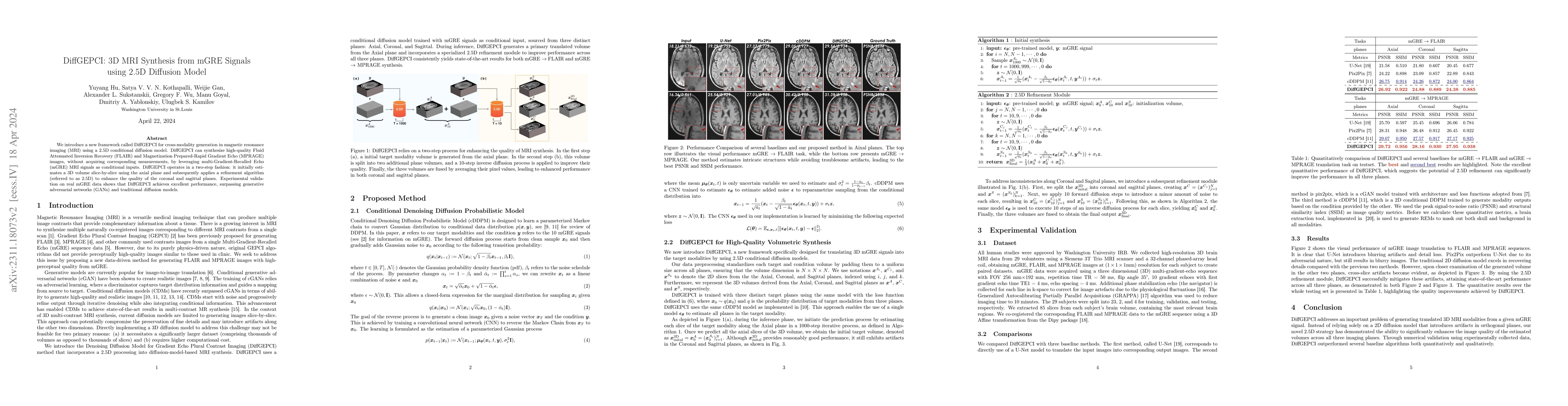 Thumbnail for DiffGEPCI: 3D MRI Synthesis from mGRE Signals using 2.5D Diffusion Model