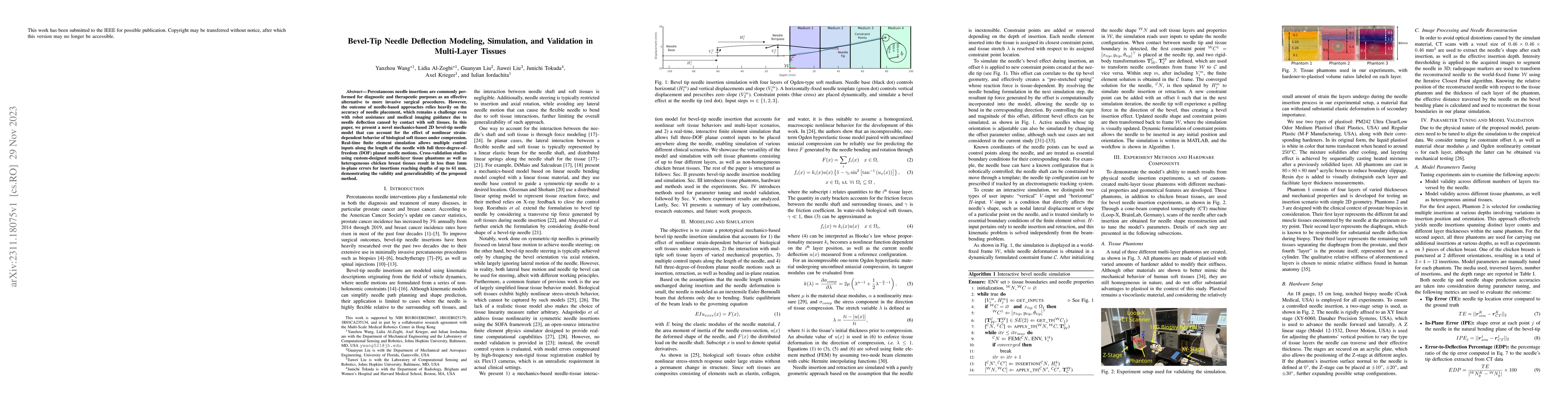 Thumbnail for Bevel-Tip Needle Deflection Modeling, Simulation, and Validation in
  Multi-Layer Tissues