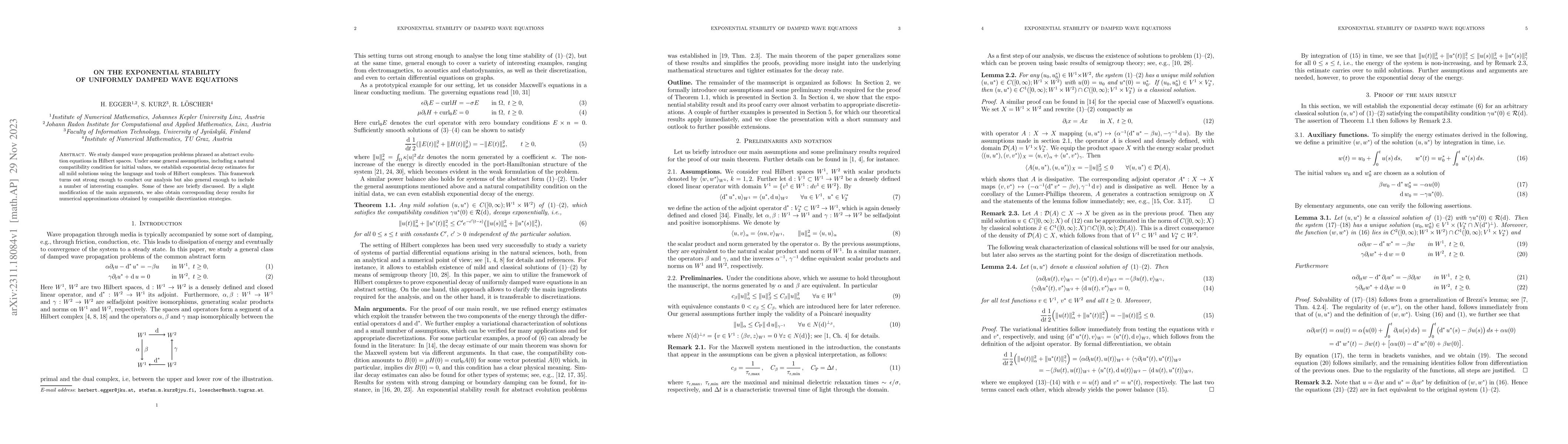 Thumbnail for On the exponential stability of uniformly damped wave equations