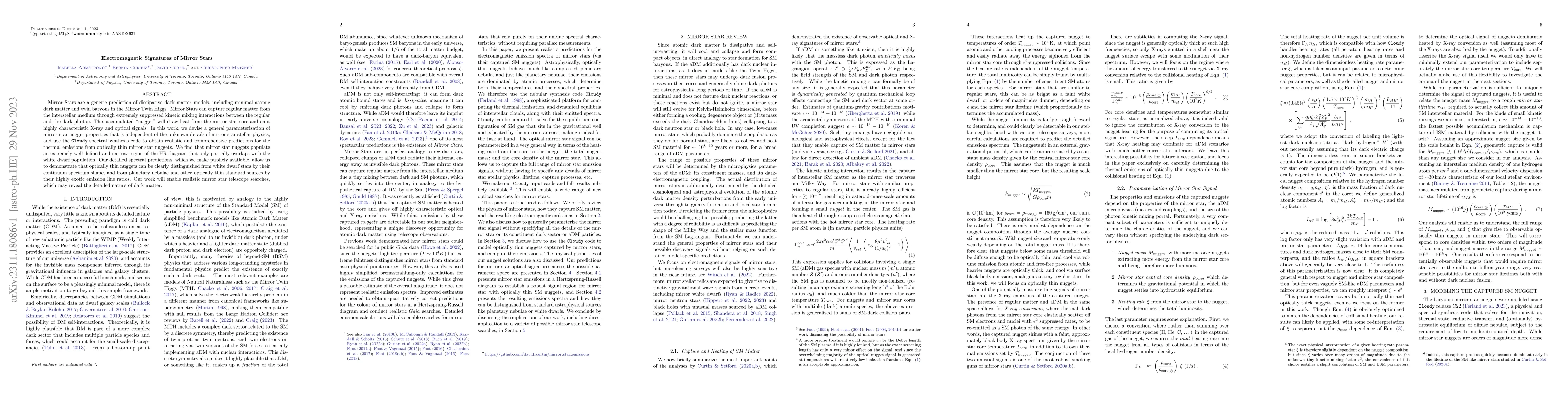 Thumbnail for Electromagnetic Signatures of Mirror Stars