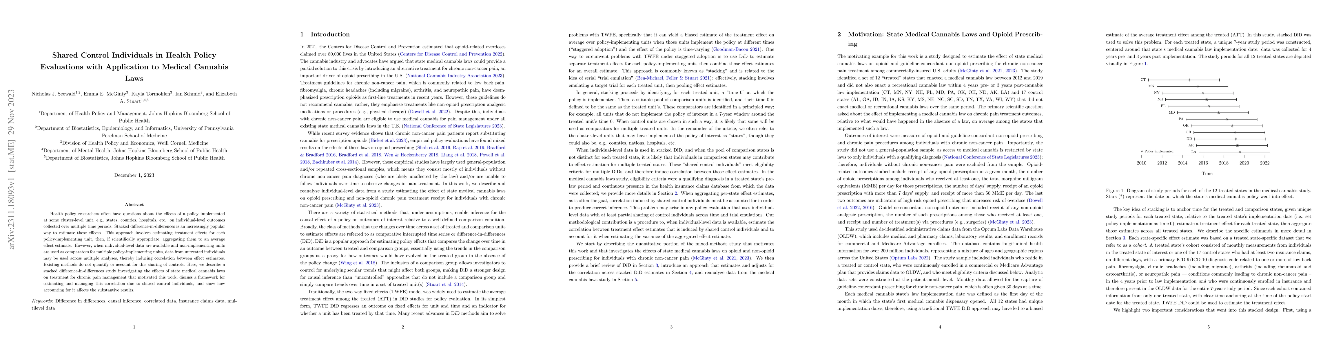 Thumbnail for Shared Control Individuals in Health Policy Evaluations with Application
  to Medical Cannabis Laws